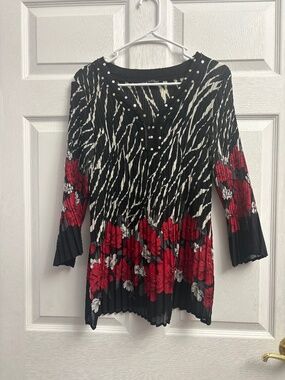 Women's Zac & Rachel Pleated Floral Printed Blouse